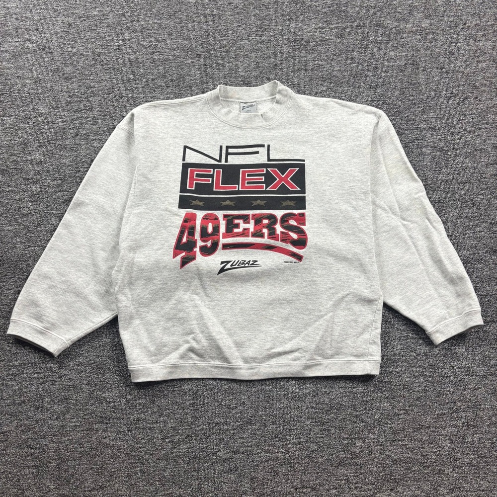 Vintage 1993 Zubaz San Francisco 49ers NFL FLEX Grey Sweatshirt Size Large